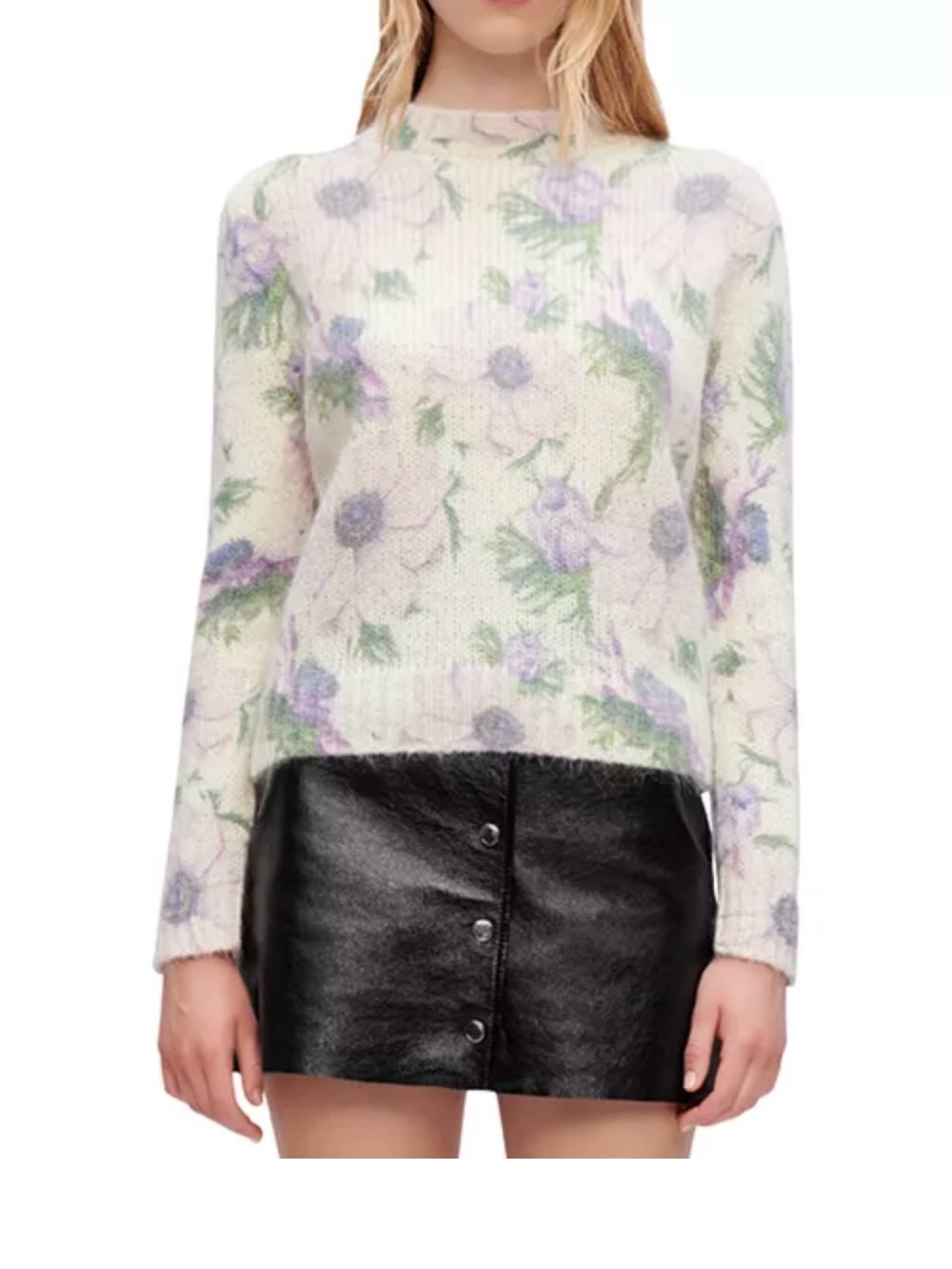 Floral Knit Sweater in Cream & Lavender 💜
